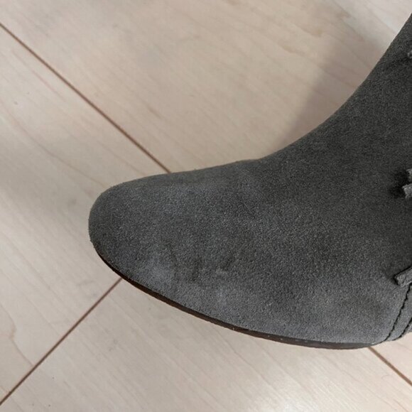 Colin Stuart Genuine Suede Leather Hidden Wedge Heel Fringe Ankle Boots Sz 8 - Picture 8 of 12